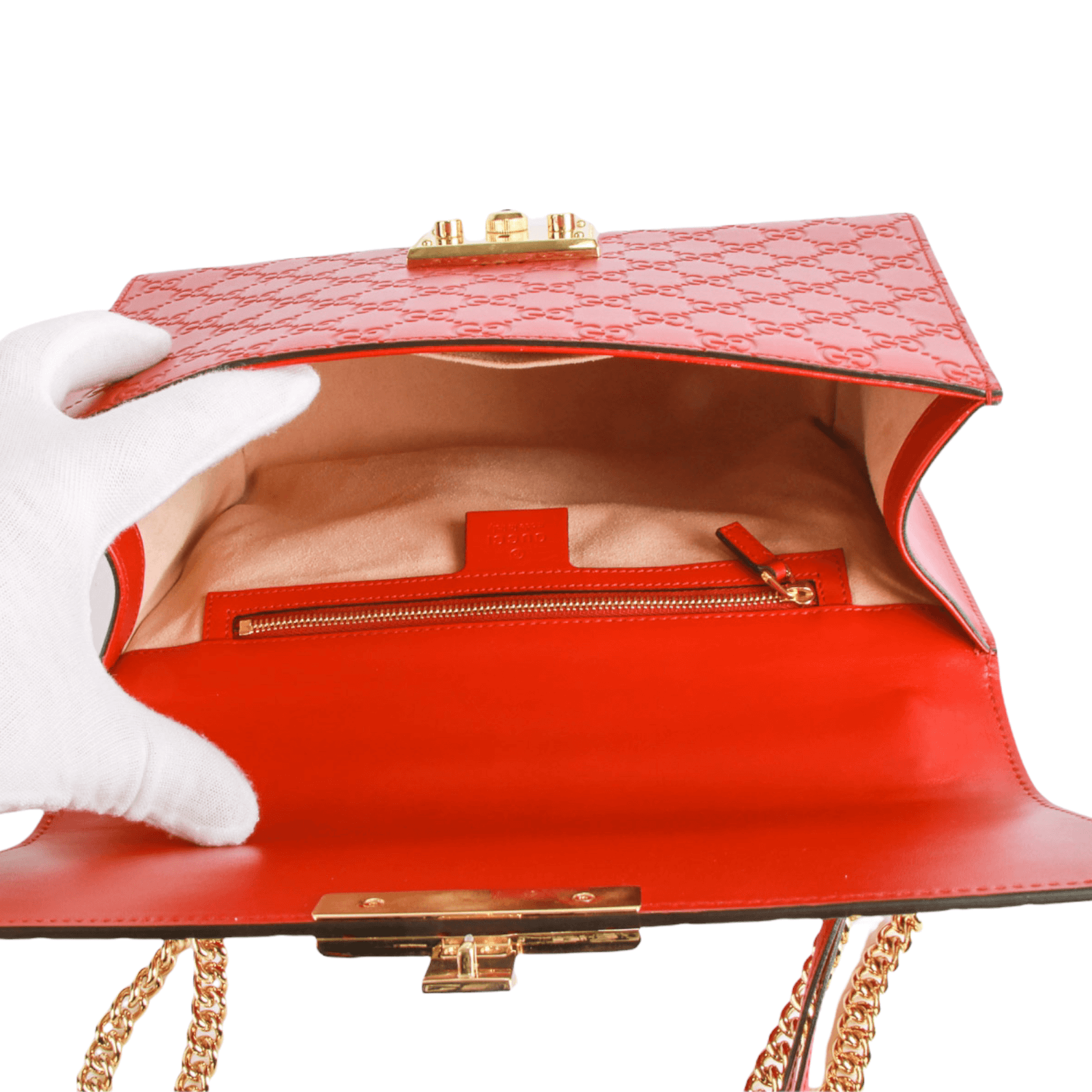 Gucci Red Guccissima Leather Padlock Small Shoulder Bag 
