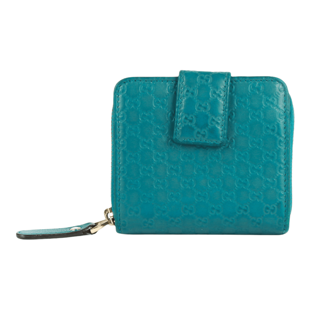 Authentic Gucci Turquoise Leather Compact Wallet