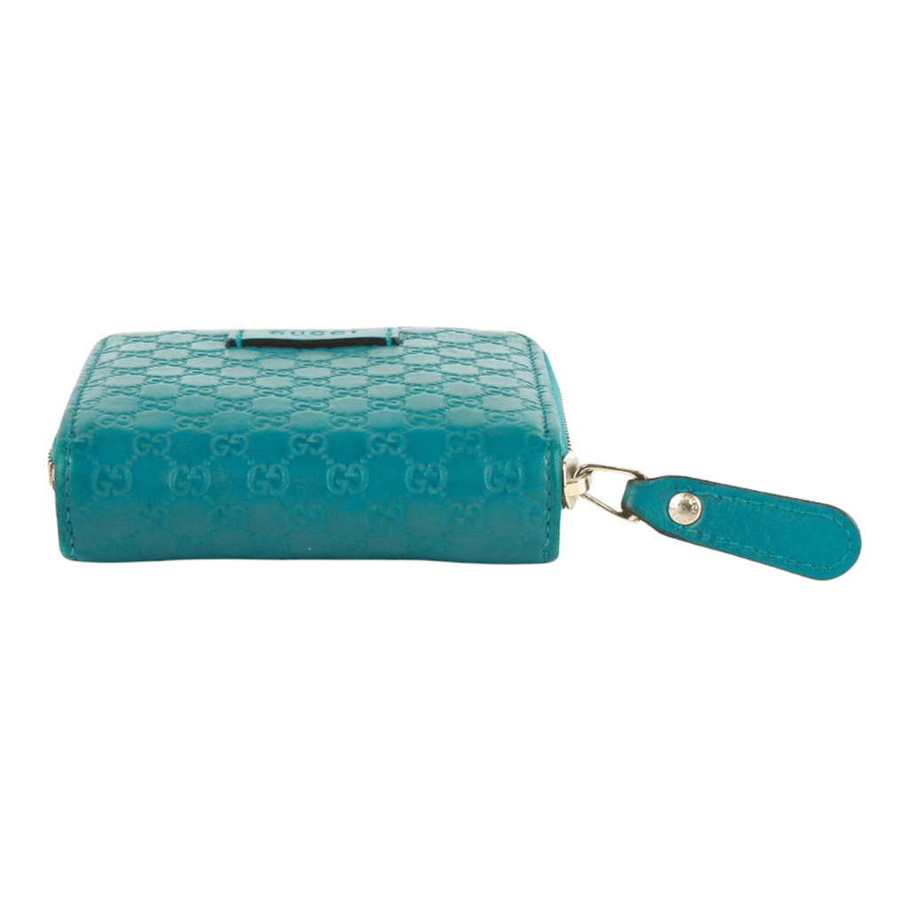 Authentic Gucci Turquoise Leather Compact Wallet