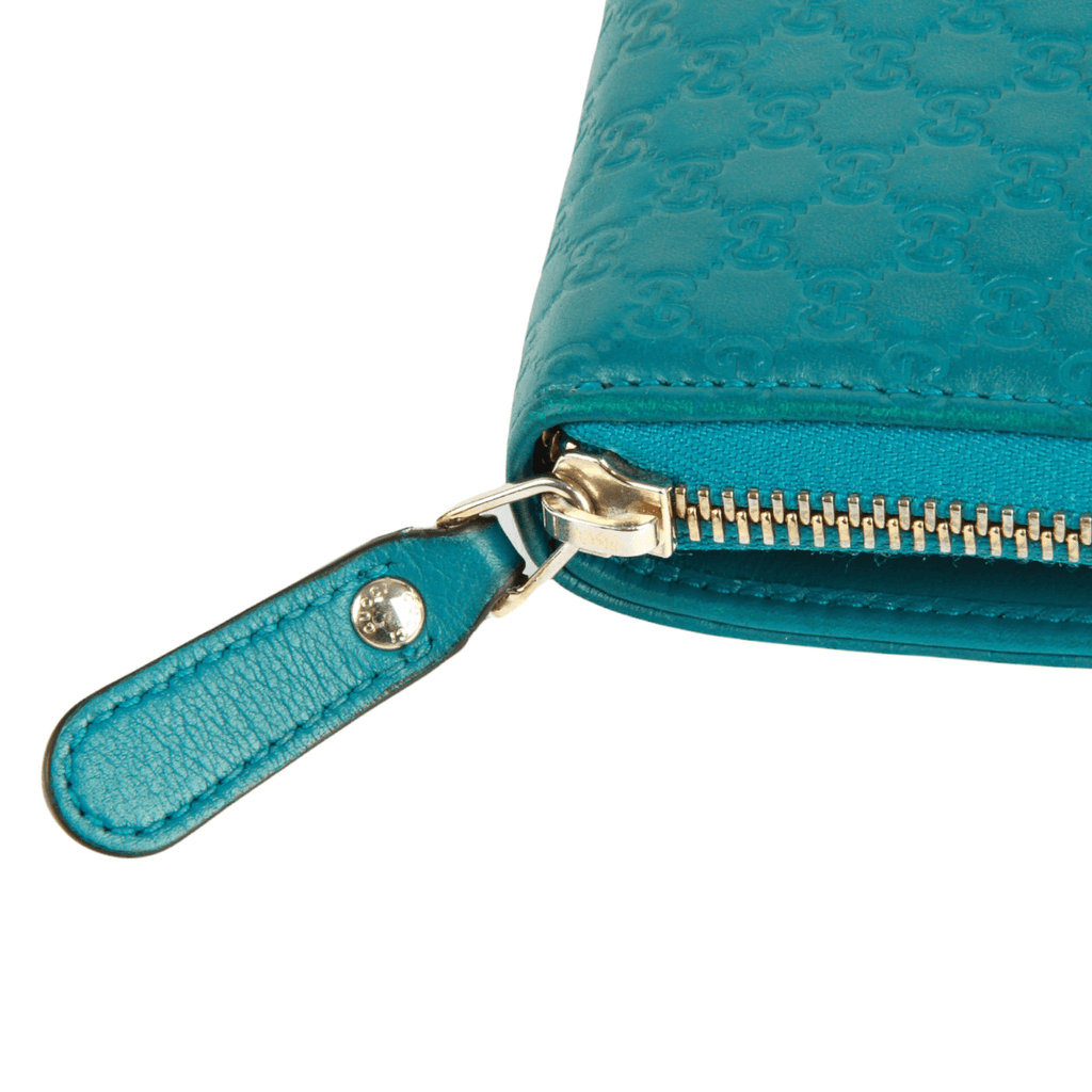 Authentic Gucci Turquoise Leather Compact Wallet