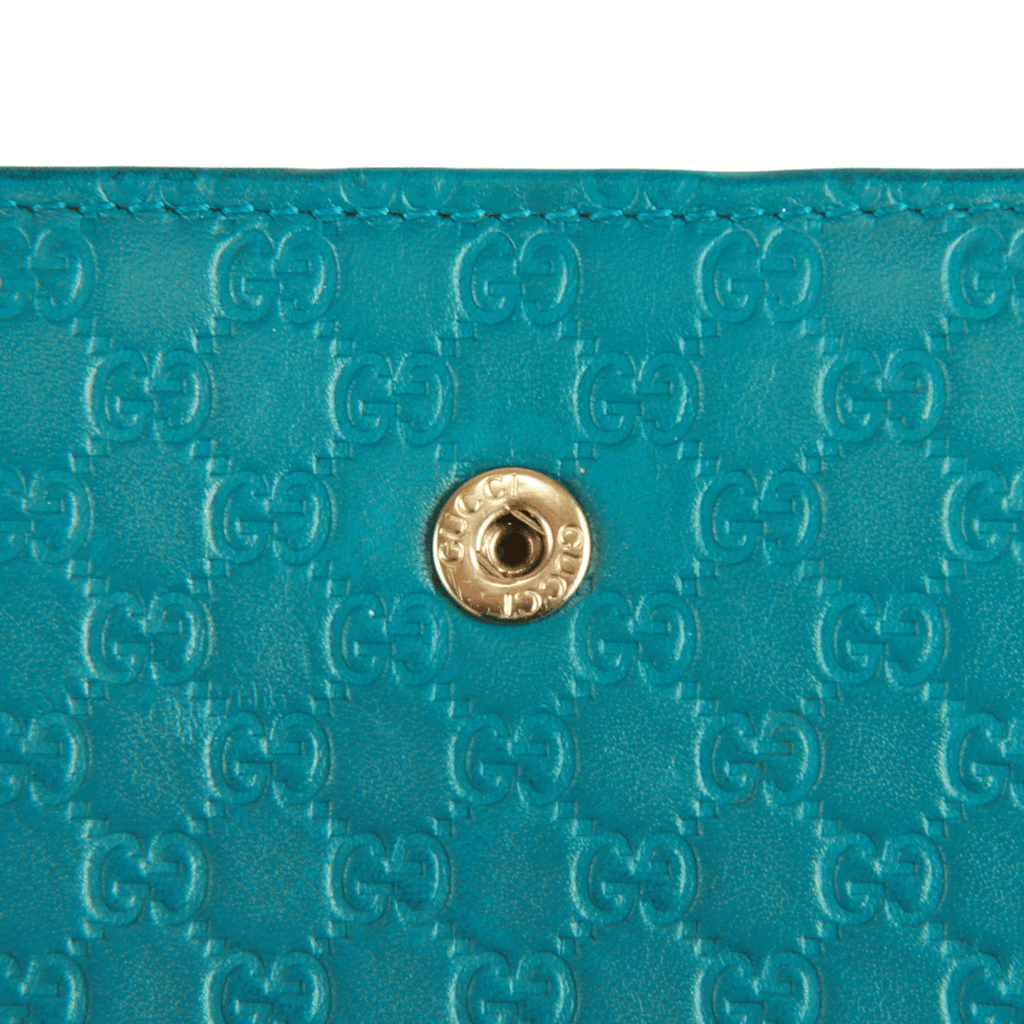 Authentic Gucci Turquoise Leather Compact Wallet