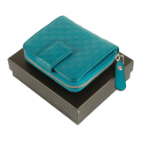 Authentic Gucci Turquoise Leather Compact Wallet