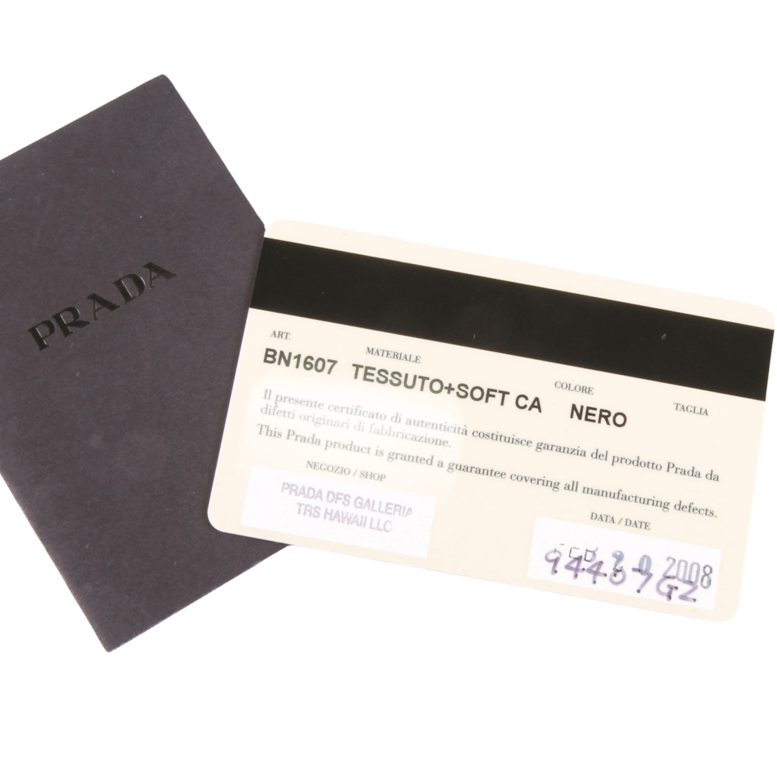 Prada Authenticity certificate card ONLY