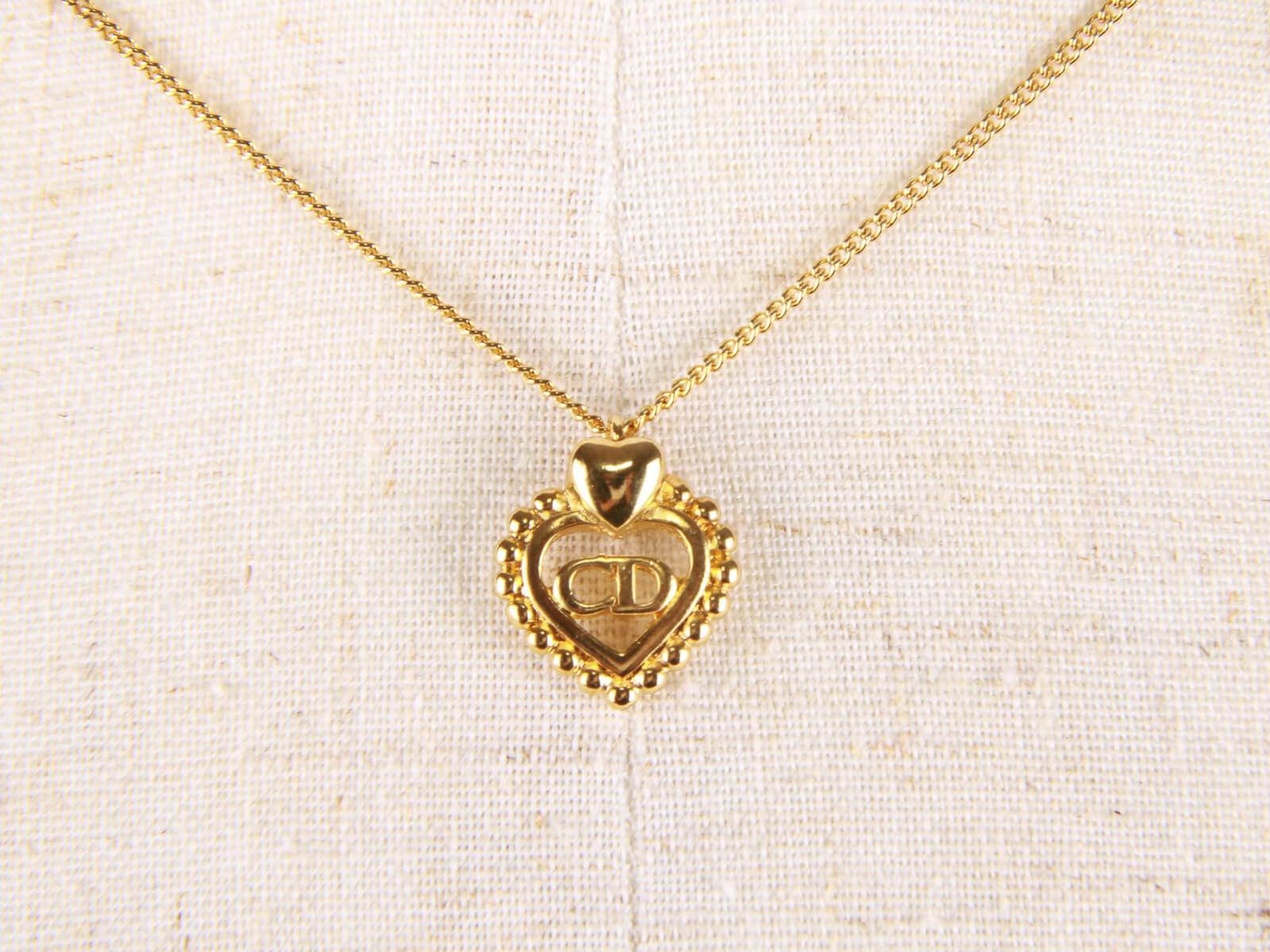 Dior  Jewelry  Christian Dior Logo D Crystal Heart Gold Necklace   Poshmark