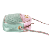 Authentic Gucci Quilted Metallic Leather Trapuntata Mini Crossbody Bag