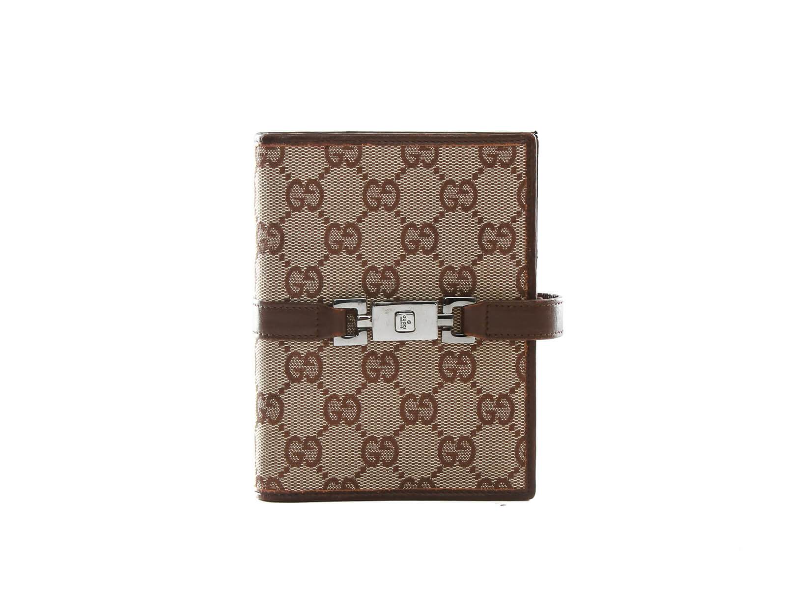 Authentic Gucci Web GG Logos Pattern Agenda Notebook Cover
