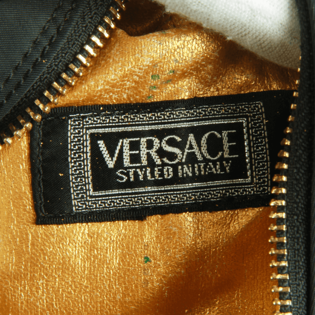 Authentic Gianni Versace black Nylon & Leather backpack