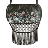 Authentic Alexander Mcqueen Flower Embroidered Fringe Bag
