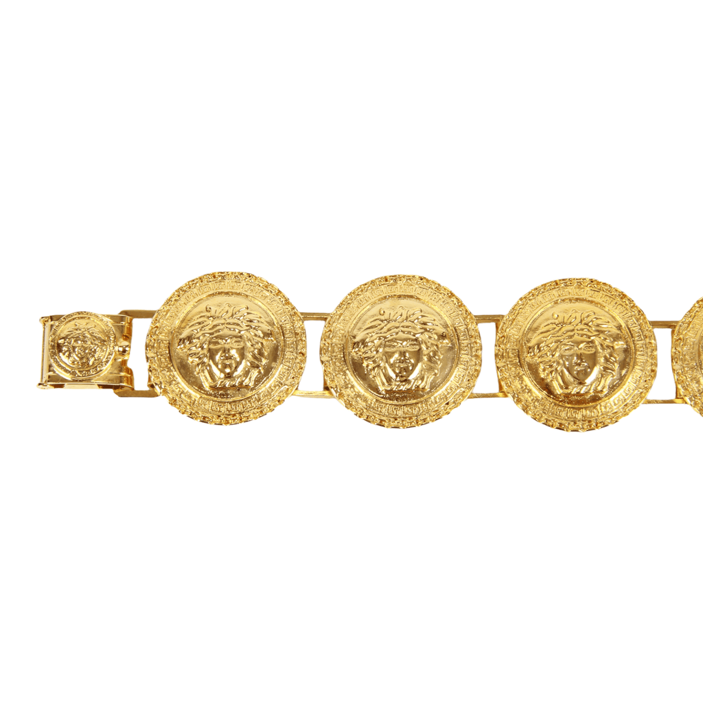 Authentic Gianni Versace Gold-tone Medusa coin bracelet