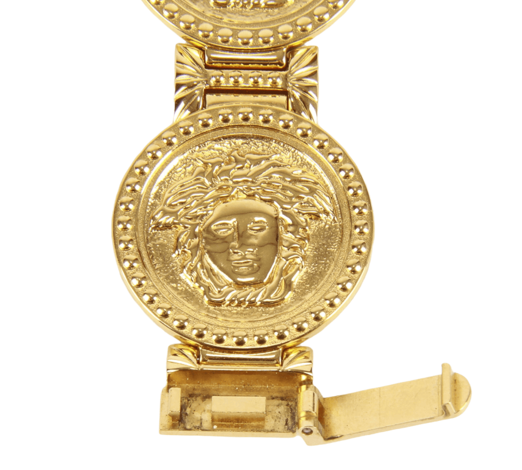 Authentic Gianni Versace Signature Medusa Head Gold Plated Vintage Coin Watch