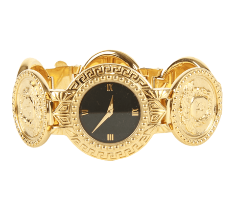 Authentic Gianni Versace vintage signature Medusa Gold plated Quartz watch