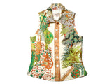 Authentic Hermes silk scarf colorful print vest Limpieza En Seco 36