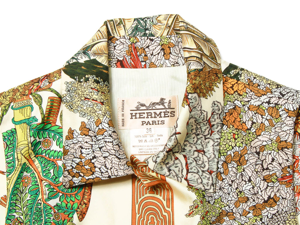 Authentic Hermes silk scarf colorful print vest Limpieza En Seco 36