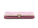 Authentic Salvatore Ferragamo dark pink python and calf leather wallet